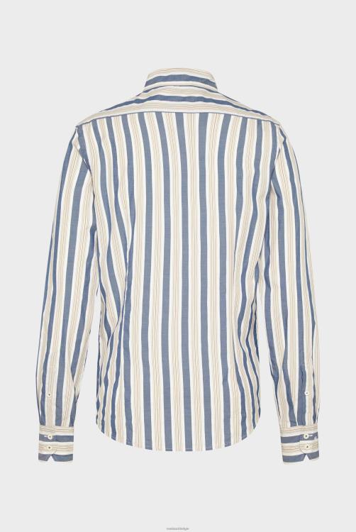 Heren Van Laack zongebleekt, breed gestreept katoenen overhemd met button-downkraag kleding XLN6N590