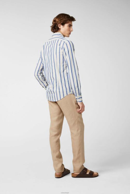 Heren Van Laack zongebleekt, breed gestreept katoenen overhemd met button-downkraag kleding XLN6N590