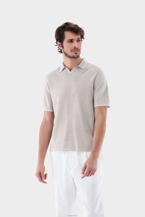 Heren Van Laack Polo met v-hals in mesh-structuur met contrasterende kraag kleding XLN6N676