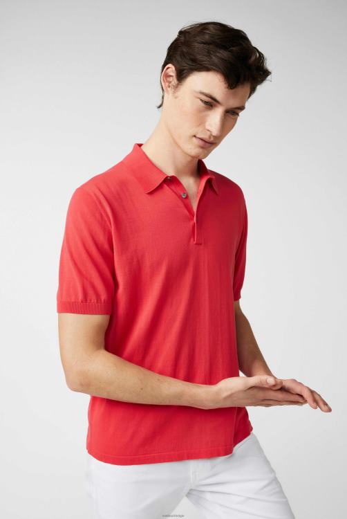 Heren Van Laack gebreid luchtkatoenen poloshirt rood kleding XLN6N699