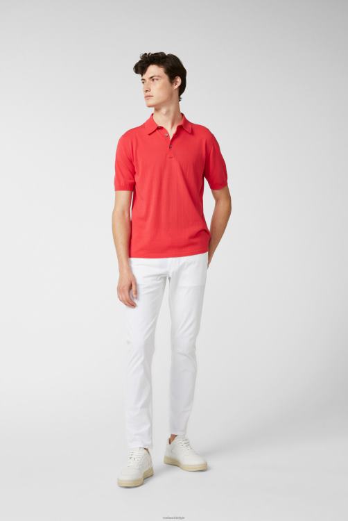 Heren Van Laack gebreid luchtkatoenen poloshirt rood kleding XLN6N699