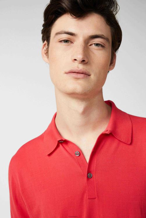 Heren Van Laack gebreid luchtkatoenen poloshirt rood kleding XLN6N699