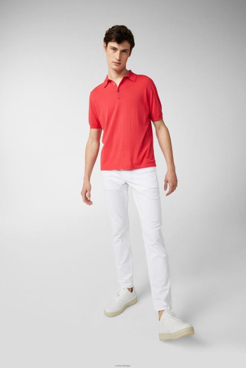Heren Van Laack gebreid luchtkatoenen poloshirt rood kleding XLN6N699