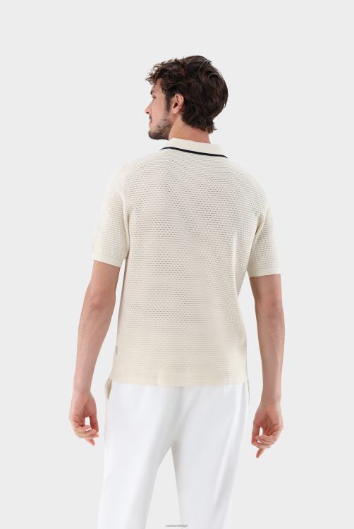 Heren Van Laack gebreide polo met mesh-structuur en contrasterende kraag kleding XLN6N675