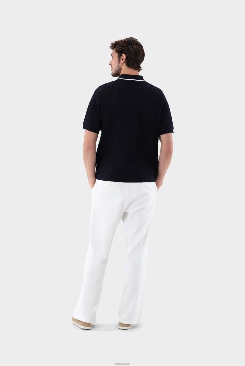 Heren Van Laack gebreide polo met mesh-structuur en contrasterende kraag kleding XLN6N686