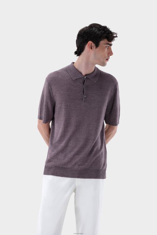 Heren Van Laack gebreide polo van linnen kleding XLN6N695