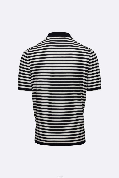 Heren Van Laack gestreepte gebreide polo van luchtkatoen kleding XLN6N681