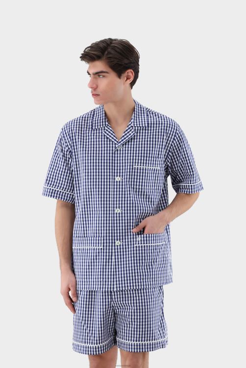 Heren Van Laack geruite poplin korte pyjama met biesdetails kleding XLN6N782