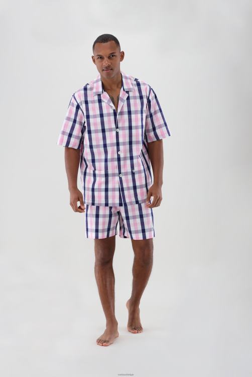 Heren Van Laack tweekleurige geruite korte pyjama kleding XLN6N791
