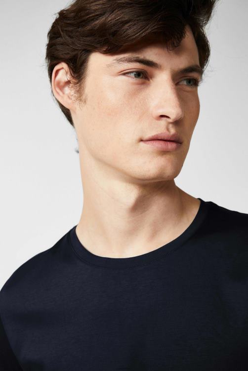 Heren Van Laack Zwitsers katoenen jersey T-shirt met ronde hals, marineblauw kleding XLN6N718