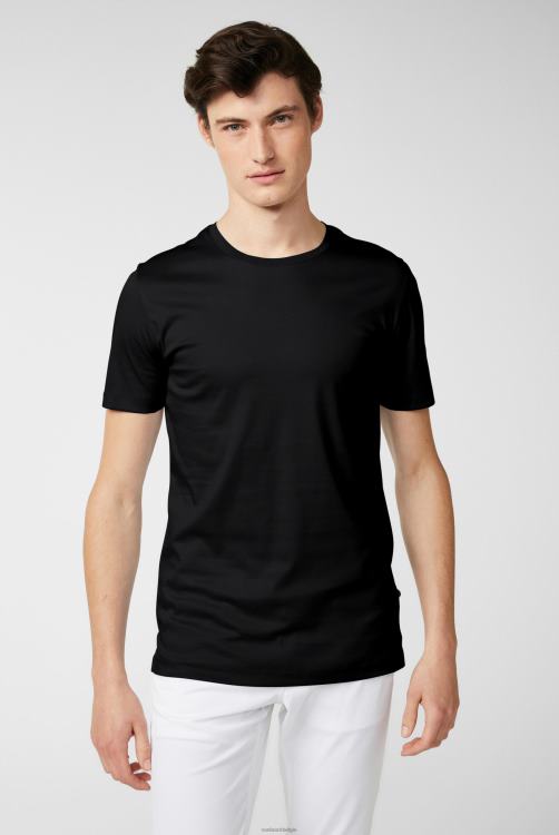 Heren Van Laack Zwitsers katoenen jersey T-shirt met ronde hals, zwart kleding XLN6N712