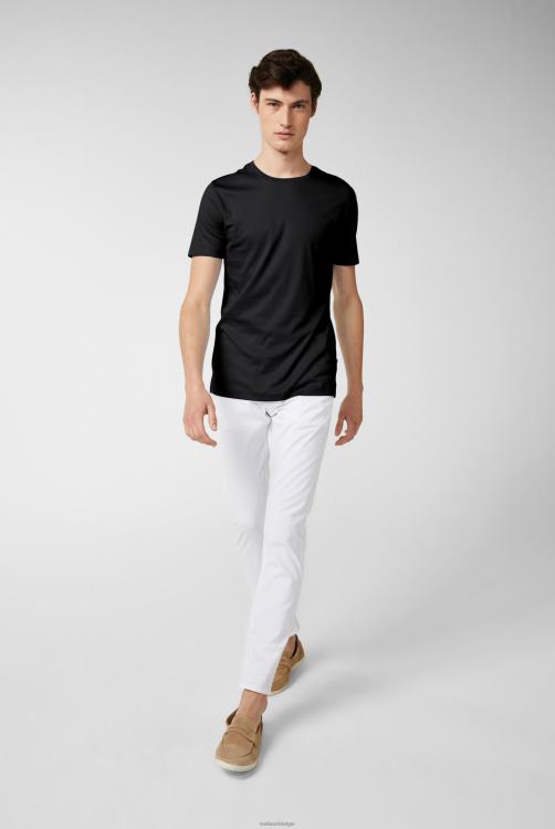 Heren Van Laack Zwitsers katoenen jersey T-shirt met ronde hals, zwart kleding XLN6N712