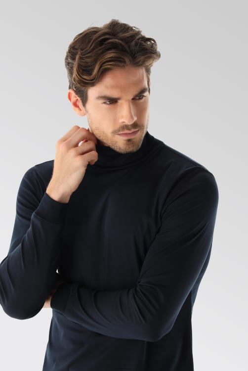 Heren Van Laack Zwitsers katoenen jersey coltrui marineblauw kleding XLN6N701