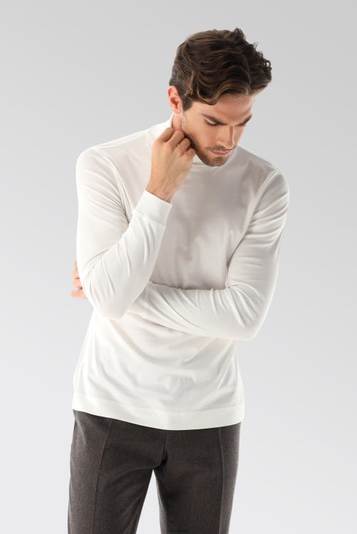 Heren Van Laack Zwitsers katoenen jersey coltrui wit kleding XLN6N705