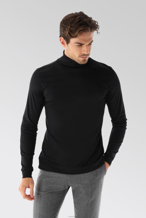 Heren Van Laack Zwitsers katoenen jersey coltrui zwart kleding XLN6N700