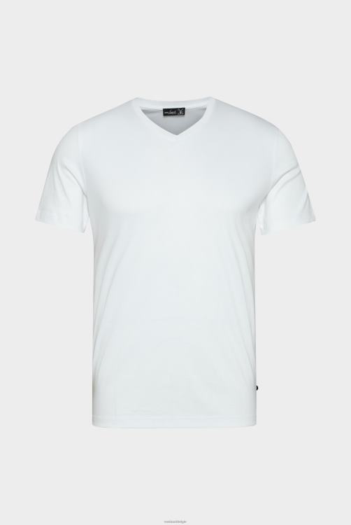 Heren Van Laack Zwitsers katoenen jersey v-hals t-shirt wit kleding XLN6N707