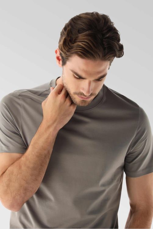 Heren Van Laack relaxed fit jersey t-shirt met ronde hals grijs kleding XLN6N708