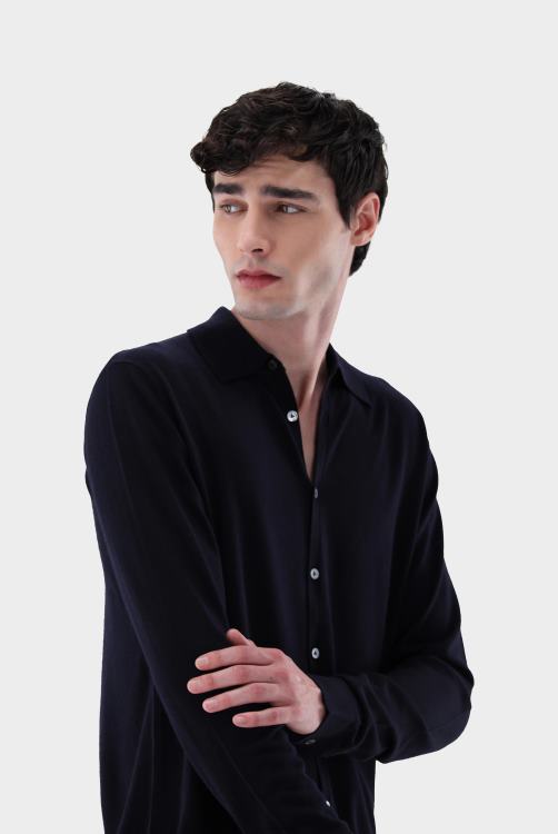 Heren Van Laack gebreid overhemd gemaakt van kasjmiermix kleding XLN6N570