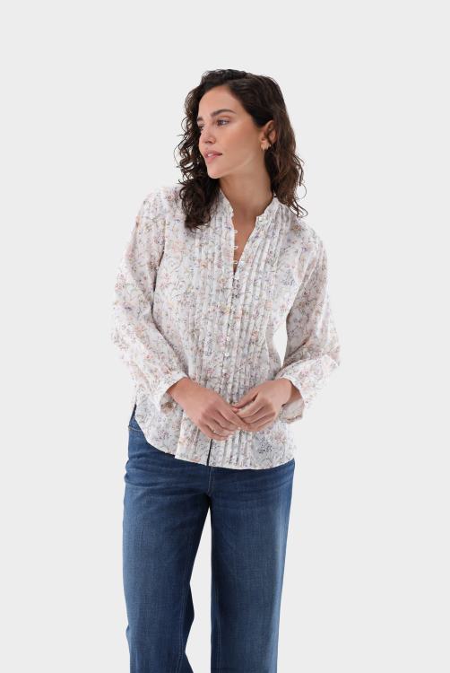 vrouwen Van Laack Blouse met opstaande kraag en biezen aan de voorkant kleding XLN6N89