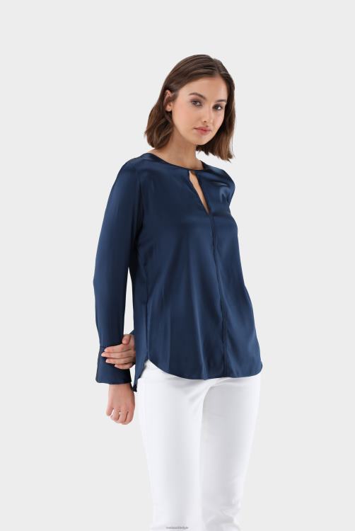 vrouwen Van Laack Getailleerde slip-on blouse van stretchzijdesatijn kleding XLN6N21