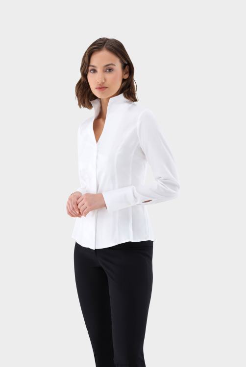 vrouwen Van Laack Poplin blouse met kelkkraag kleding XLN6N4