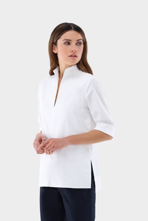 vrouwen Van Laack Satijnen blouse met kelkkraag kleding XLN6N11