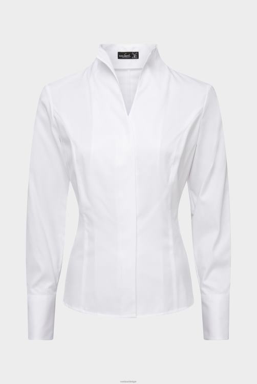 vrouwen Van Laack alice-nos - blouse met kelkkraag van katoen met een schar-structuur kleding XLN6N13