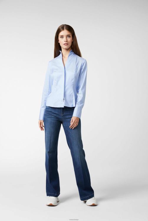 vrouwen Van Laack alice-nos - blouse met kelkkraag van katoen met een schar-structuur kleding XLN6N26