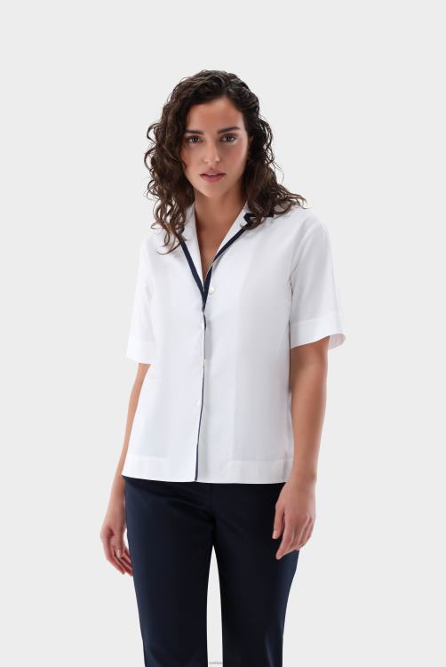 vrouwen Van Laack blouse met kampkraag van katoenstretch kleding XLN6N108