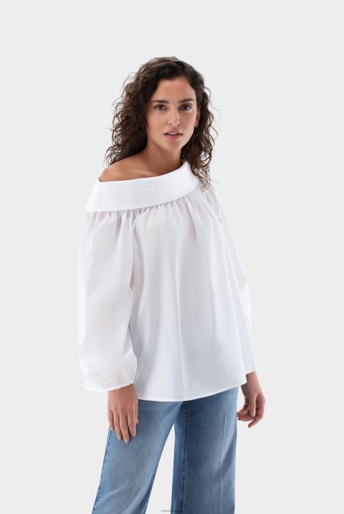 vrouwen Van Laack blouse met één schouder van katoenen batist kleding XLN6N91