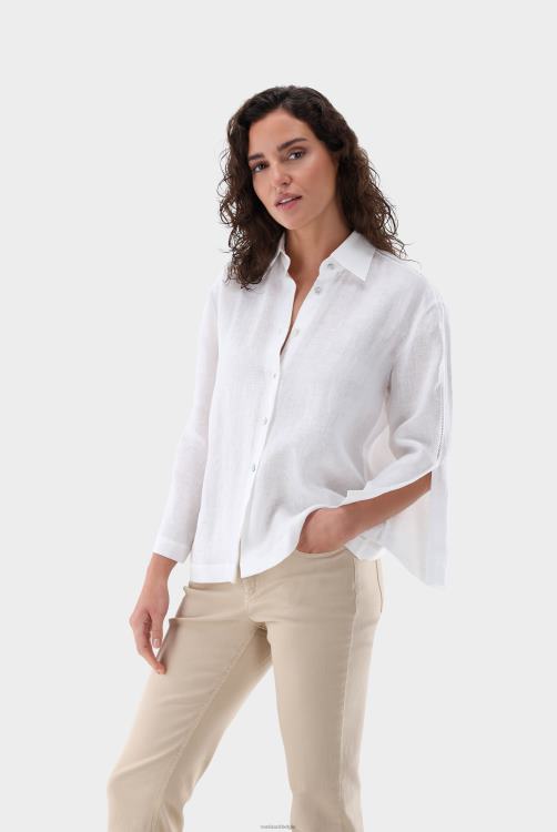 vrouwen Van Laack boxy linnen blouse met kanten inzetstukken kleding XLN6N79