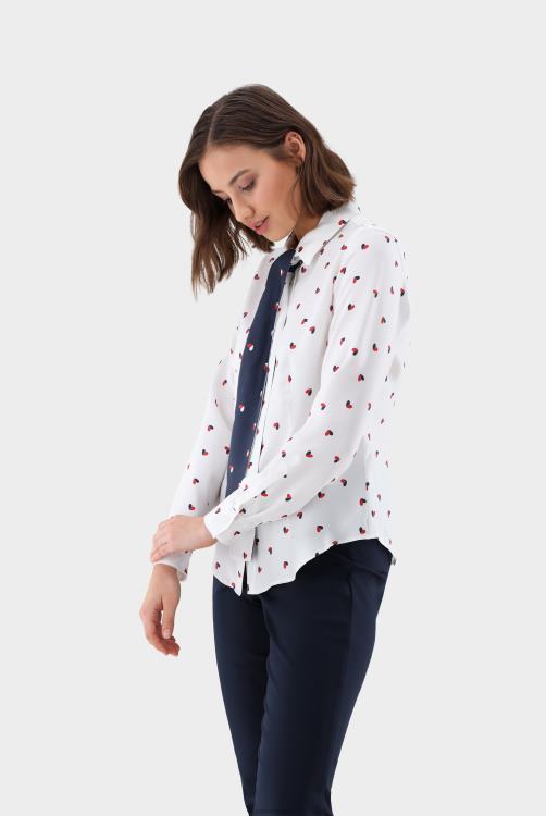vrouwen Van Laack de getailleerde strikblouse met hartjesprint kleding XLN6N107