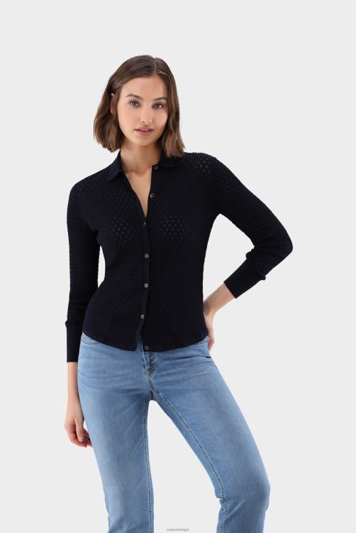 vrouwen Van Laack gebreid overhemd met kantpatroon van luchtkatoen kleding XLN6N111