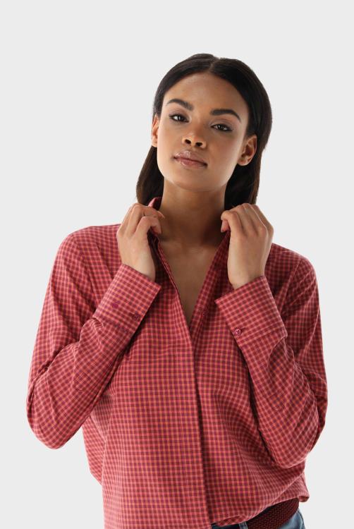 vrouwen Van Laack geruite flanellen overhemdblouse kleding XLN6N132