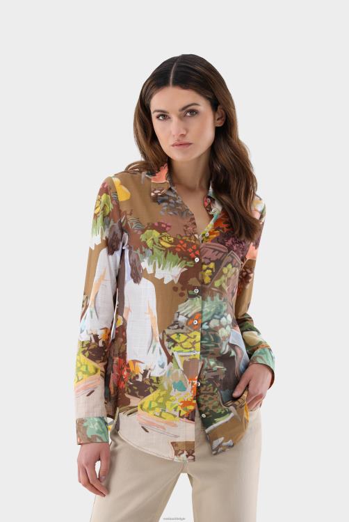 vrouwen Van Laack getailleerde blouse met print kleding XLN6N82