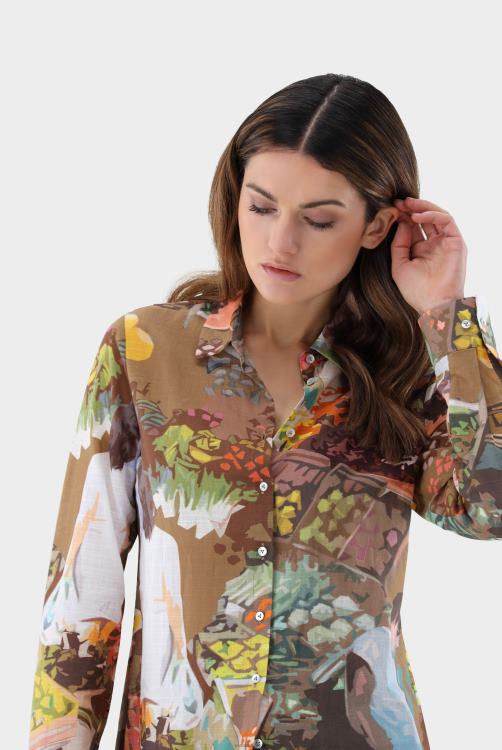 vrouwen Van Laack getailleerde blouse met print kleding XLN6N82