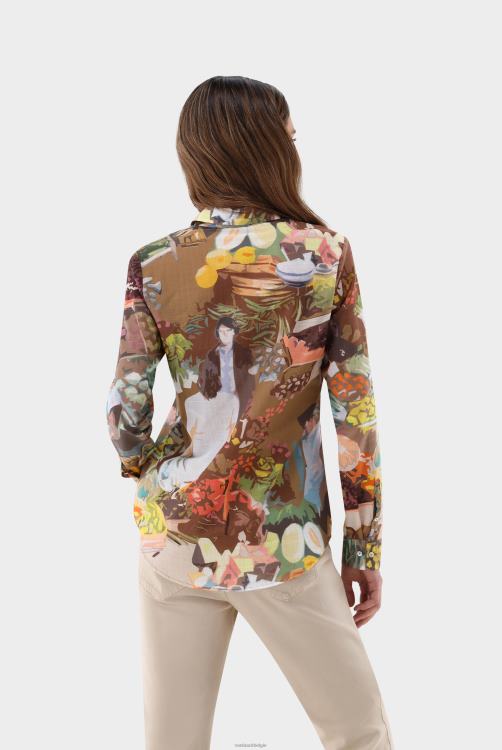 vrouwen Van Laack getailleerde blouse met print kleding XLN6N82