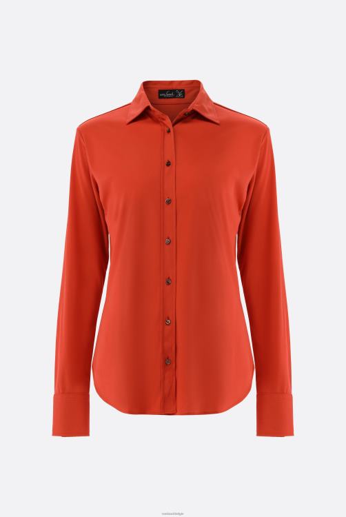 vrouwen Van Laack getailleerde overhemdblouse van Zwitsers katoen kleding XLN6N72