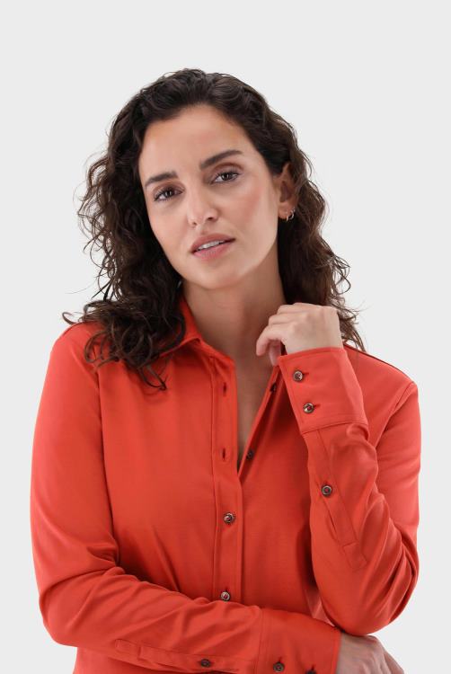 vrouwen Van Laack getailleerde overhemdblouse van Zwitsers katoen kleding XLN6N72