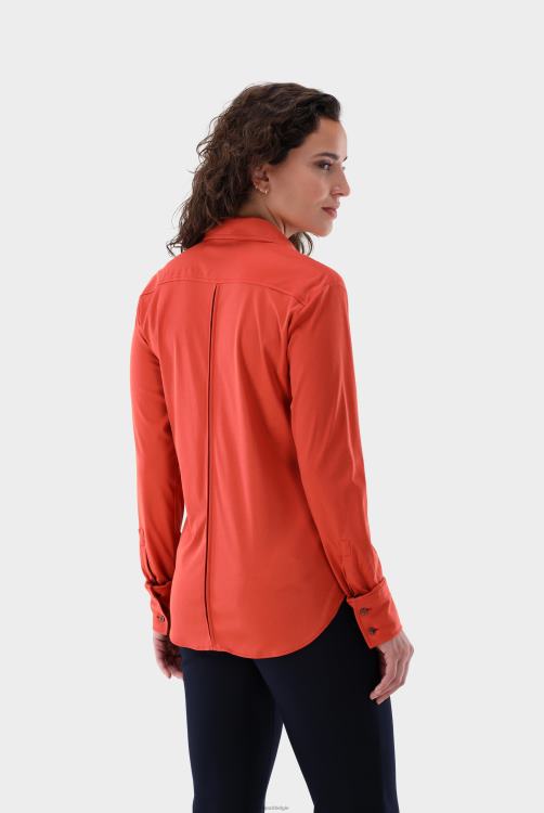 vrouwen Van Laack getailleerde overhemdblouse van Zwitsers katoen kleding XLN6N72