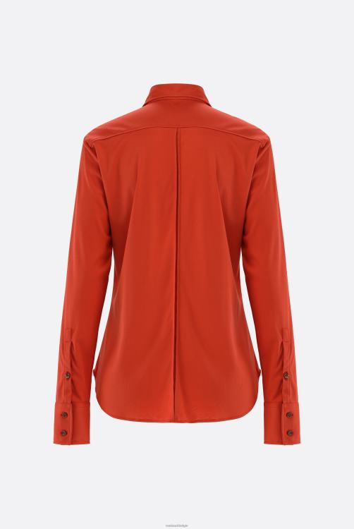 vrouwen Van Laack getailleerde overhemdblouse van Zwitsers katoen kleding XLN6N72