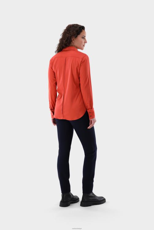 vrouwen Van Laack getailleerde overhemdblouse van Zwitsers katoen kleding XLN6N72