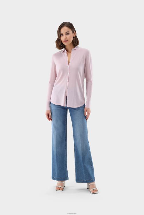 vrouwen Van Laack hoogwaardig gebreid shirt gemaakt van ultrafijn merinogaren roos kleding XLN6N175