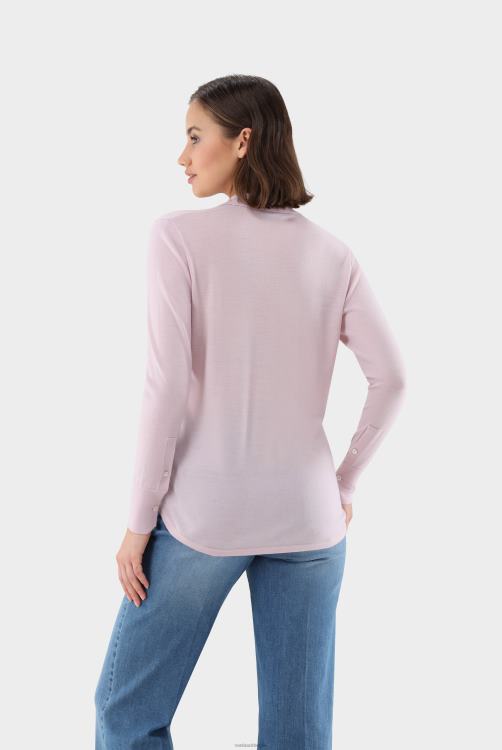 vrouwen Van Laack hoogwaardig gebreid shirt gemaakt van ultrafijn merinogaren roos kleding XLN6N175