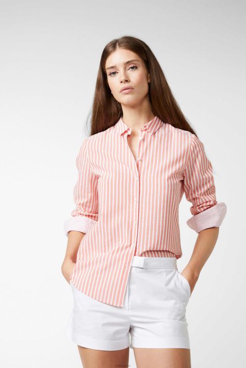 vrouwen Van Laack katoenen dobby oranje gestreepte overhemdblouse kleding XLN6N133