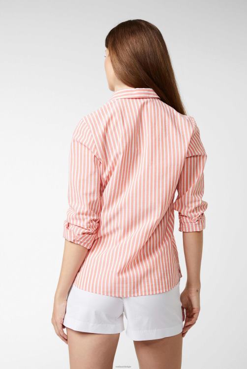 vrouwen Van Laack katoenen dobby oranje gestreepte overhemdblouse kleding XLN6N133