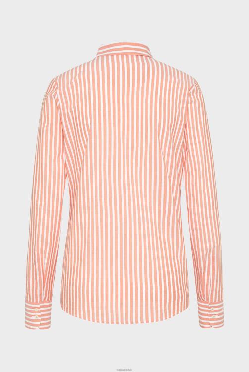 vrouwen Van Laack katoenen dobby oranje gestreepte overhemdblouse kleding XLN6N133