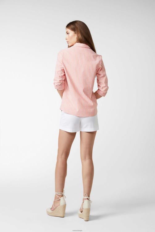 vrouwen Van Laack katoenen dobby oranje gestreepte overhemdblouse kleding XLN6N133