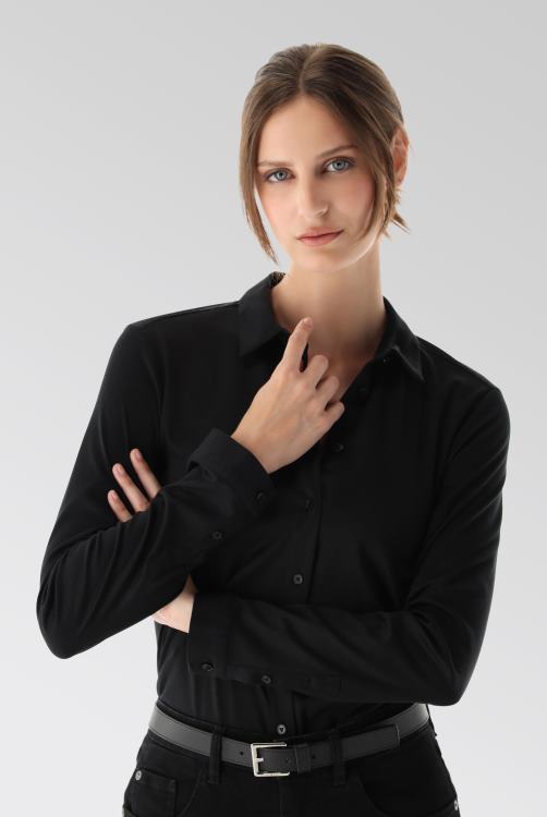 vrouwen Van Laack malis-sv - shirtblouse met lange mouwen van Zwitserse katoenen jersey kleding XLN6N58