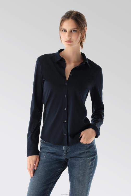 vrouwen Van Laack malis-sv - shirtblouse met lange mouwen van Zwitserse katoenen jersey kleding XLN6N66